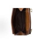 PRADA mini women\'s Cognac color handbag with embossed letter logo on the front